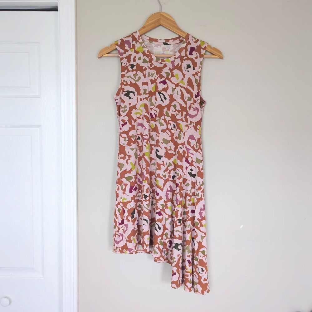 LOGO Sleeveless Tunic Top XS Abstract Artsy Asymmetrical Hem Layering Eclectic